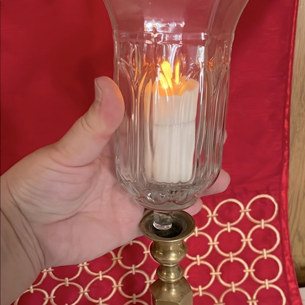 1 Home Interiors Astoria Glass Votive Cup 6" T x 3 1/2" Octagon Shape